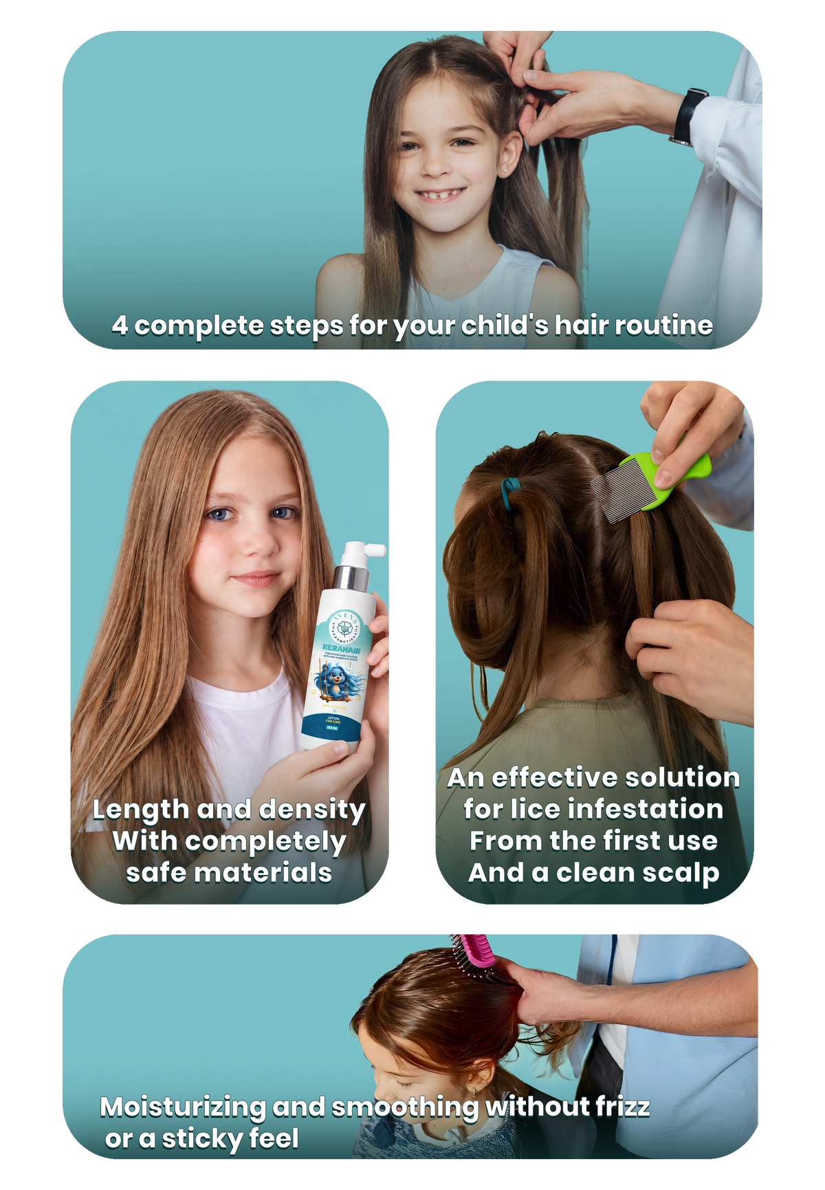 School Day Hair Care (Antilice +hair lotion+hair serum + shampoo)