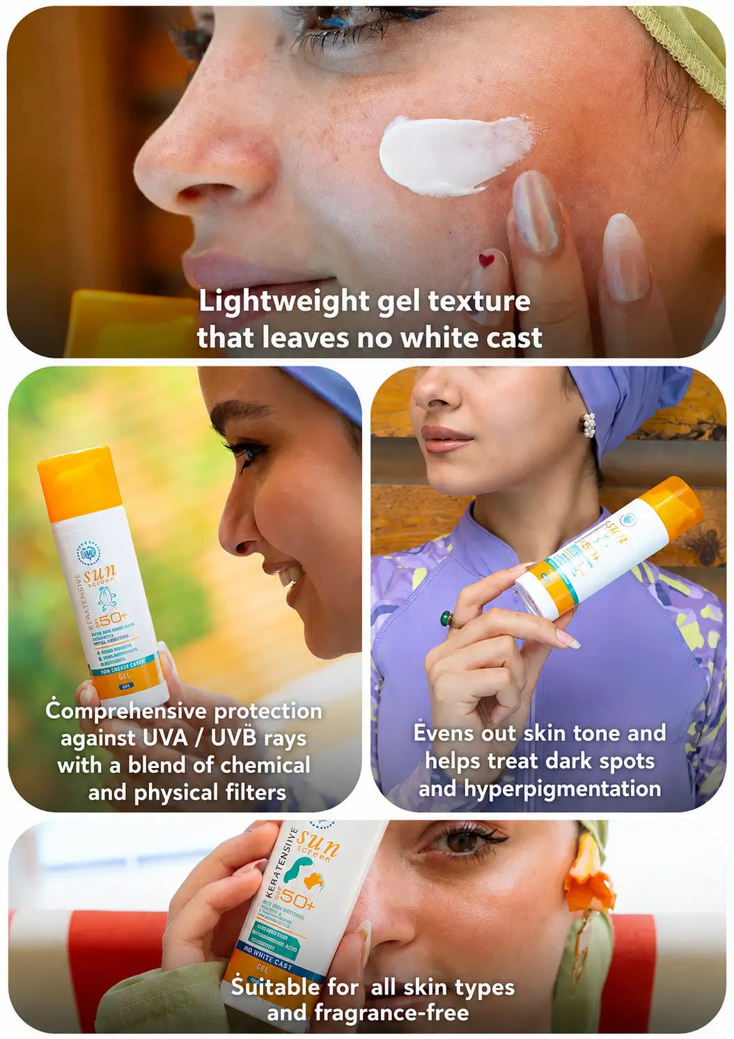 Keratensive SUN SCREEN GEL SPF50+ (BUY1GET1 OFFER )