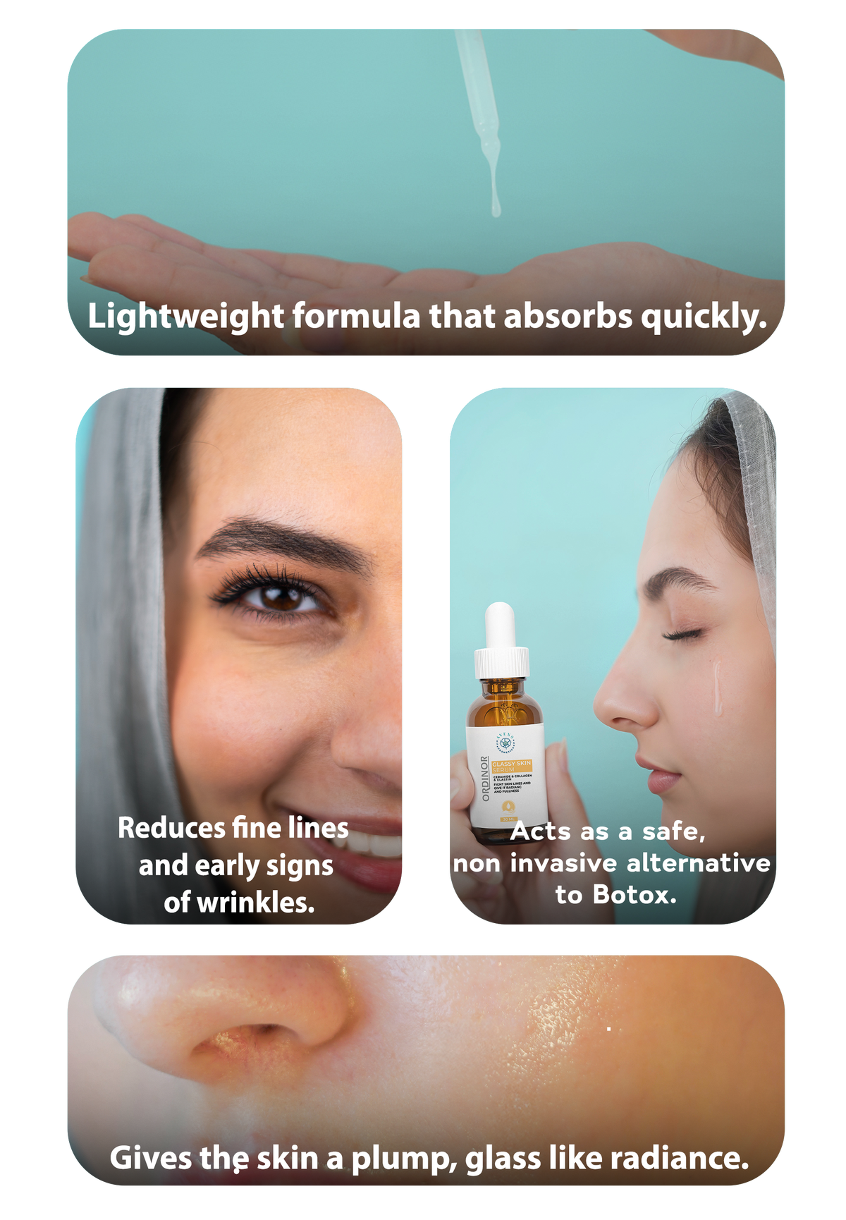 ORDINOR GLASSY SKIN SERUM (ONE + ONE FREE  )