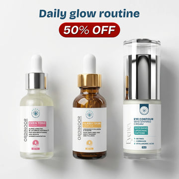 Daily glow routine 
 (سيروم جلاسي سكين + سيروم ايفن تون + كريم أينكس)

